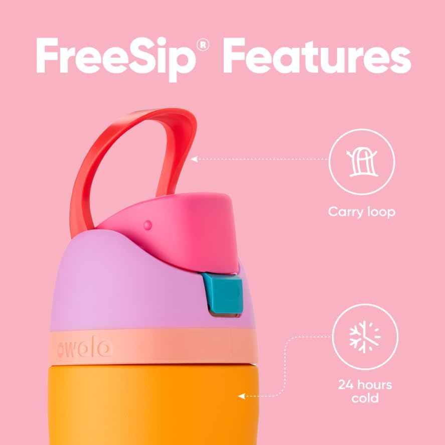 Owala FreeSip Insulated Stainless Steel Water Bottle with Straw - 710ml (24oz), Tropical | Reusable, Leak Proof, BPA Free Double Walled Water Bottle for Travel, Gym, The Office and School