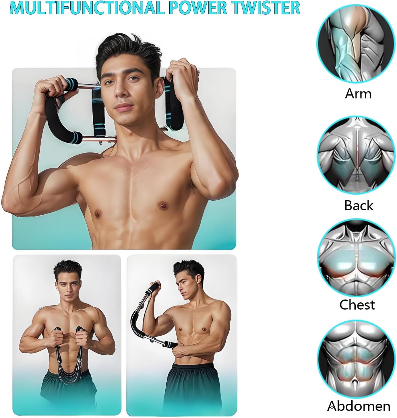 Twister Arm Exerciser Chest Workout,Portable Power Twister Bar,Muscular Strength Enhancer,Thigh Master Trainer Men,at Home Fitness Equipment