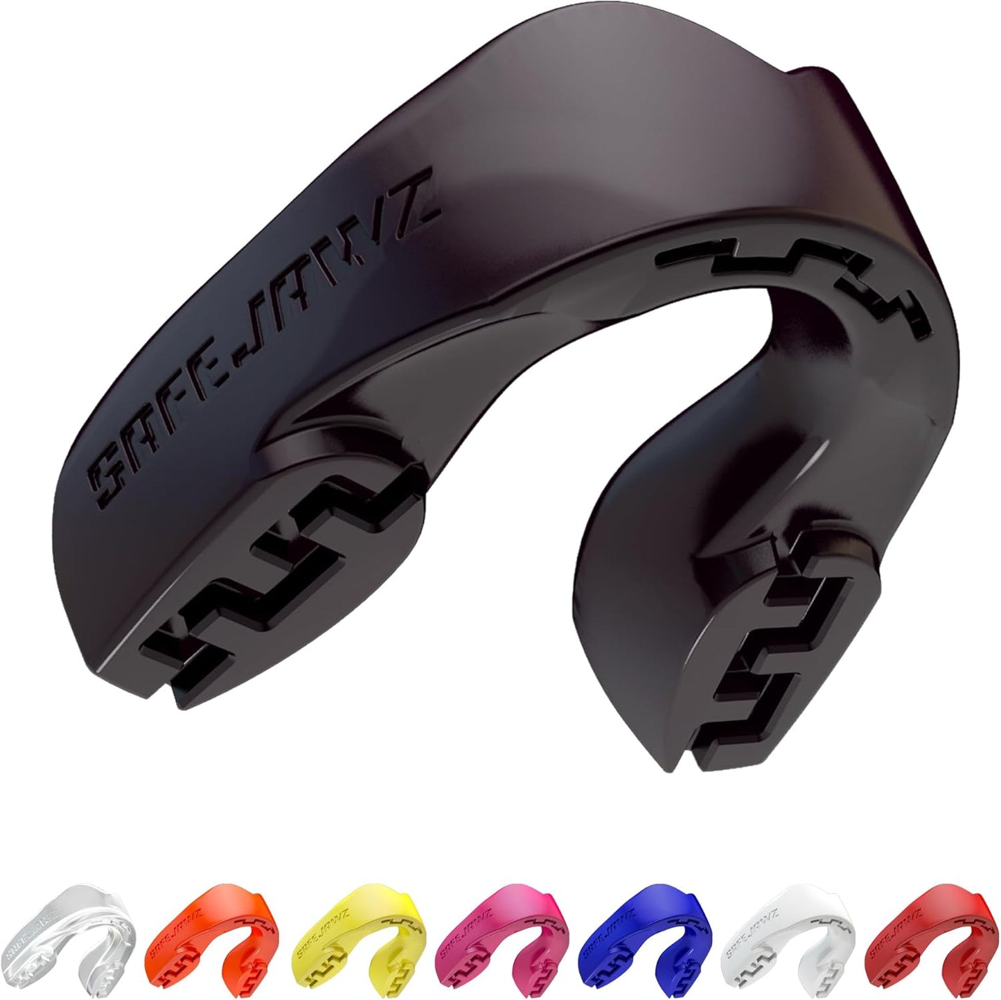 SAFEJAWZ Mouth Guard, Slim Fit Gum Shield for Adults & Juniors with Case, Easy Fit Remouldable Gumshield for Football, Boxing, Rugby, MMA, Hockey & All Contact Sports Mouthguard