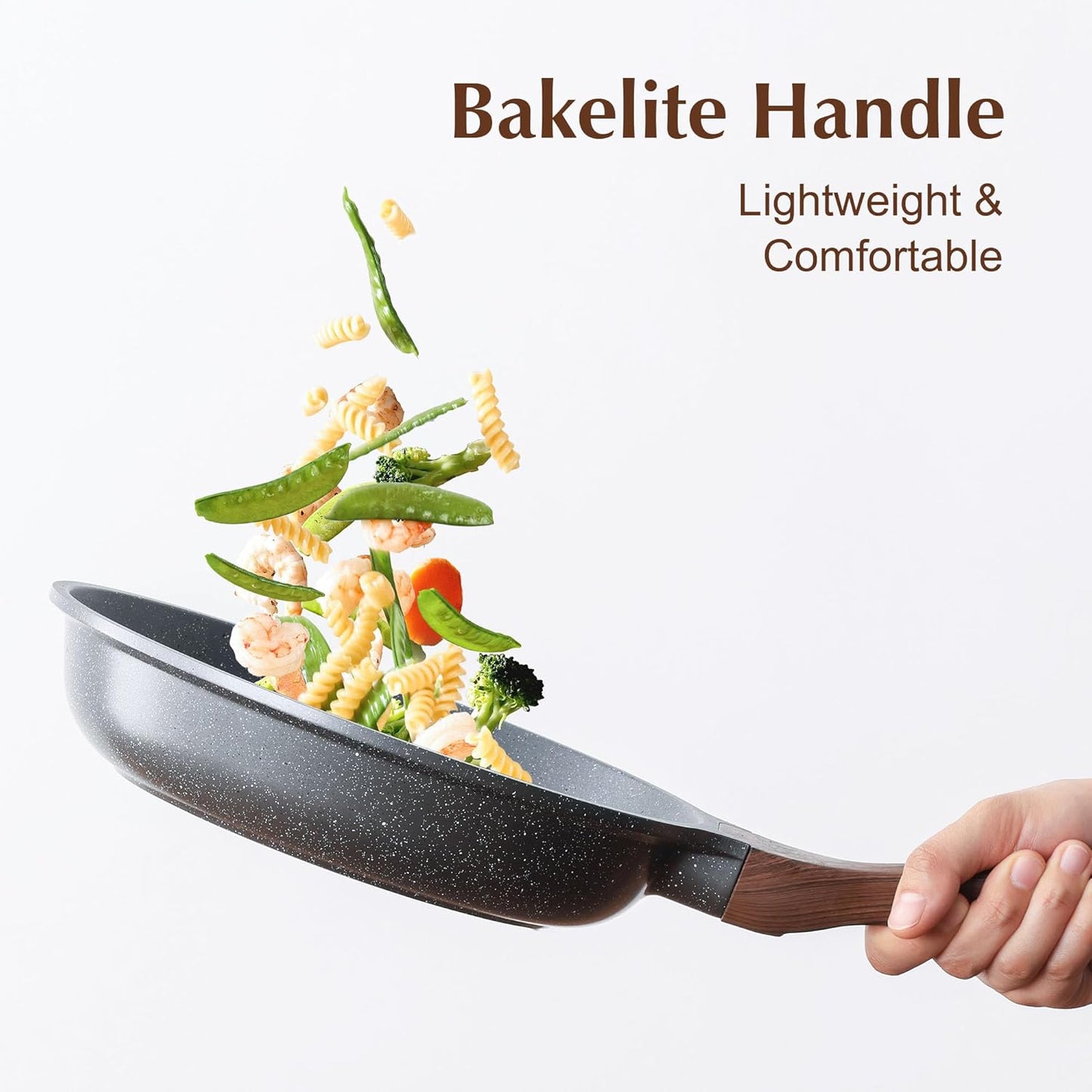 SENSARTE 28cm Nonstick Frying Pan Skillet, Swiss Granite Coating Omelette Pan, Healthy Stone Cookware Chef's Pan, PFOA Free