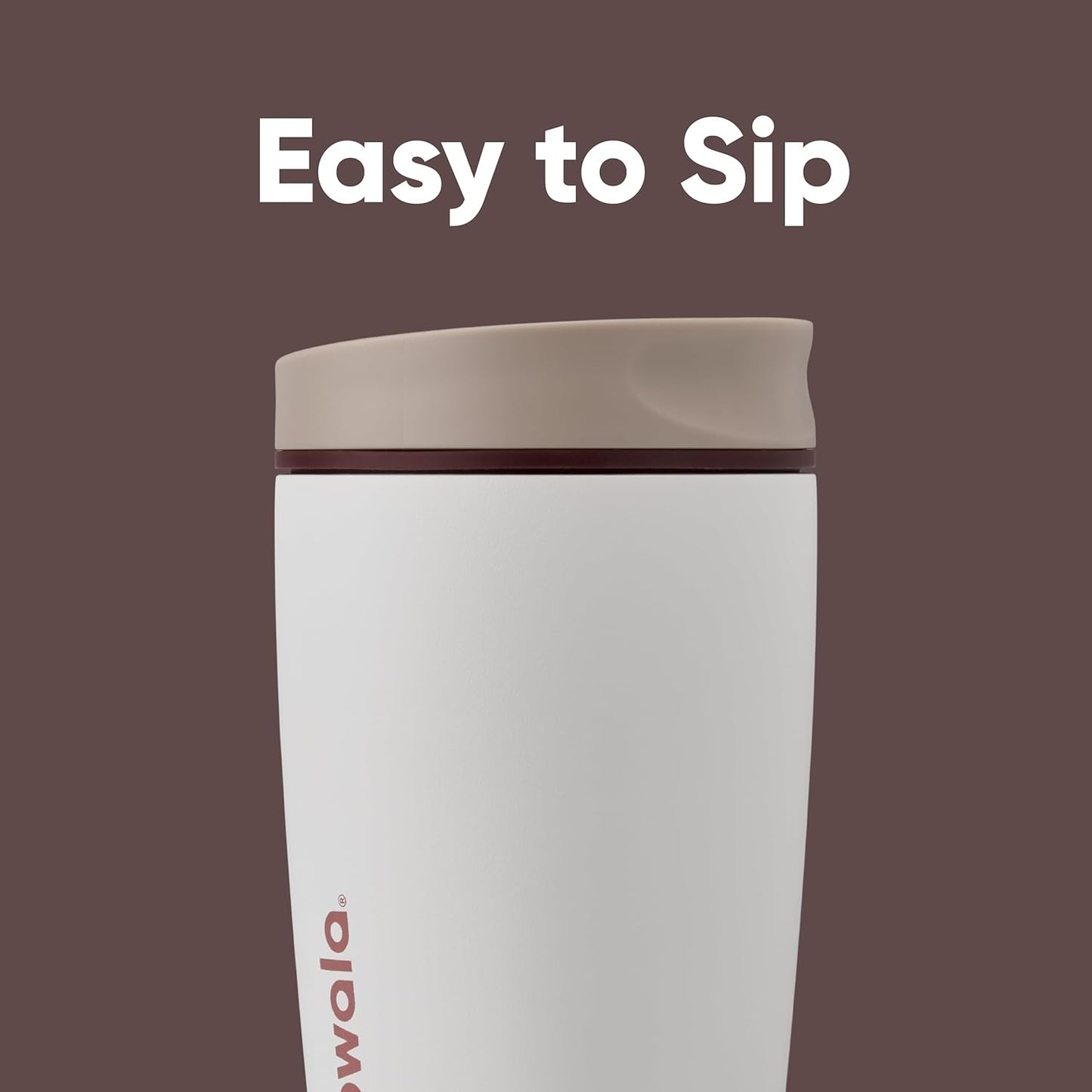 Owala SmoothSip Slider Insulated Stainless Steel Coffee Tumbler - 355ml (12oz), Vanilla Bean | Reusable Iced Coffee Cup and Hot Coffee Travel Mug | Leak Proof and BPA Free Double Walled Coffee Cup