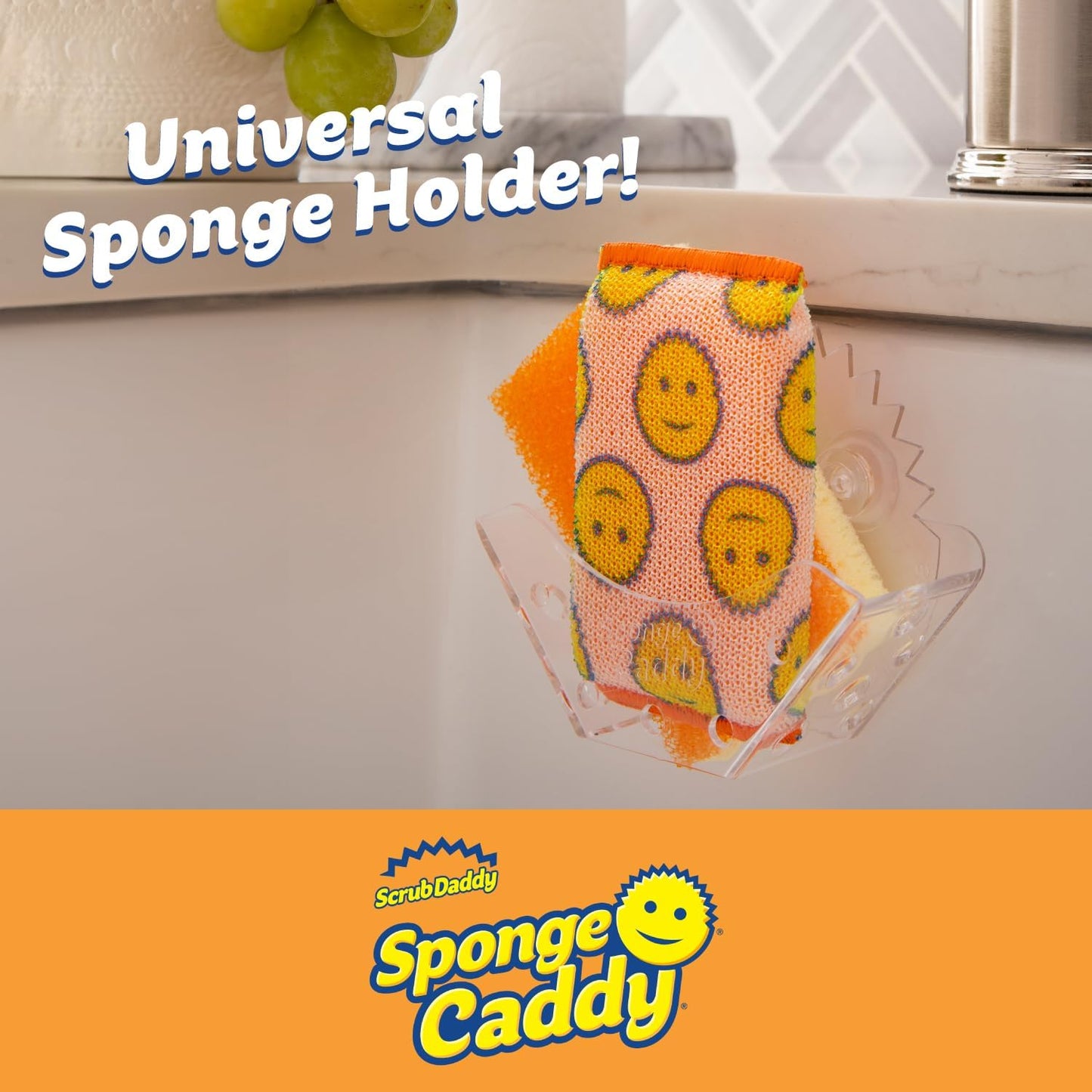 Scrub Daddy Sponge Caddy Universal Household Sponge Holder - In Sink Sponge Holder with Dual Suction Cups - for Scrub Daddy and Traditional Sponges