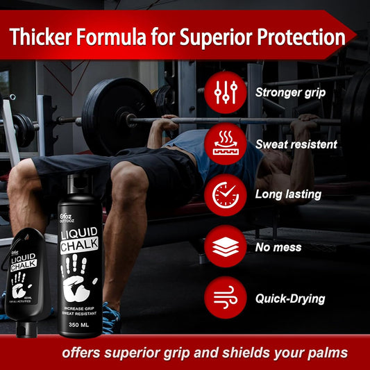 Pro Grade Liquid Chalk – Mess-Free Gym Chalk for Weightlifting, Rock Climbing, Gymnastics & Dancing, Fast-Drying, 60ml / 150ml / 350ml