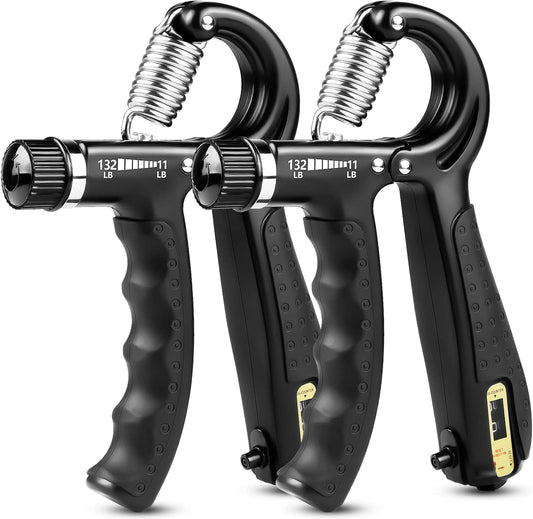 Hand Grip Strengthener, 2 Pack Grip Strength Trainer with Adjustable Resistance 11-132Lbs, Forearm Strengthener, Non-Slip Hand Gripper