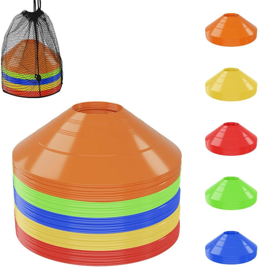 Mumoo Bear 30 Pack Soccer Cones, Disc Cones for Sports Training with Mesh Bag, Sports Cones for Training Drills Practice