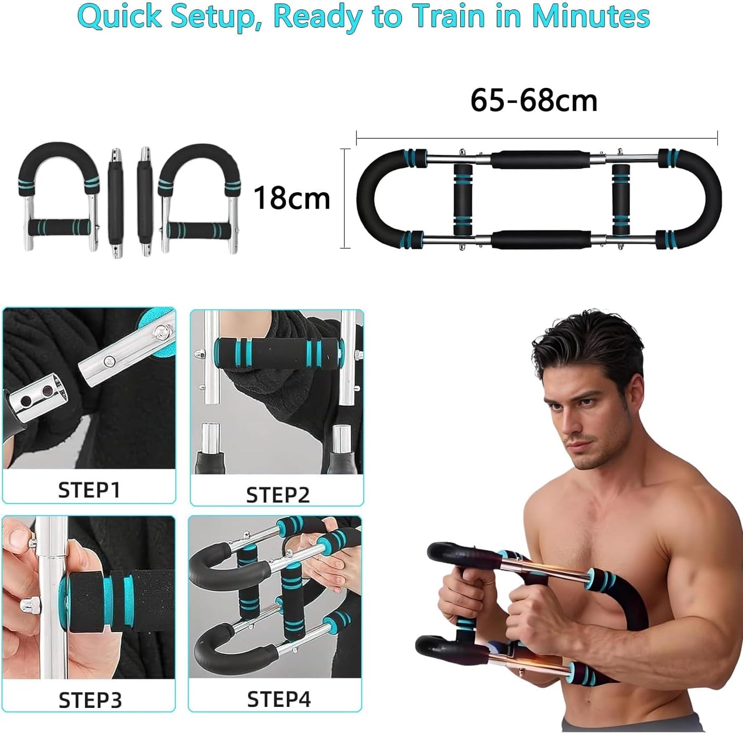 Twister Arm Exerciser Chest Workout,Portable Power Twister Bar,Muscular Strength Enhancer,Thigh Master Trainer Men,at Home Fitness Equipment