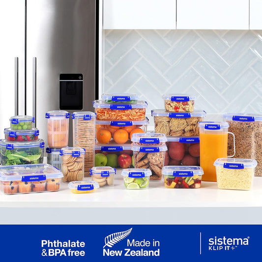 Sistema KLIP IT PLUS Food Storage Containers | 7.5 L Rectangle | Stackable & Airtight Fridge/Freezer Food Box with Lid | BPA-Free Plastic