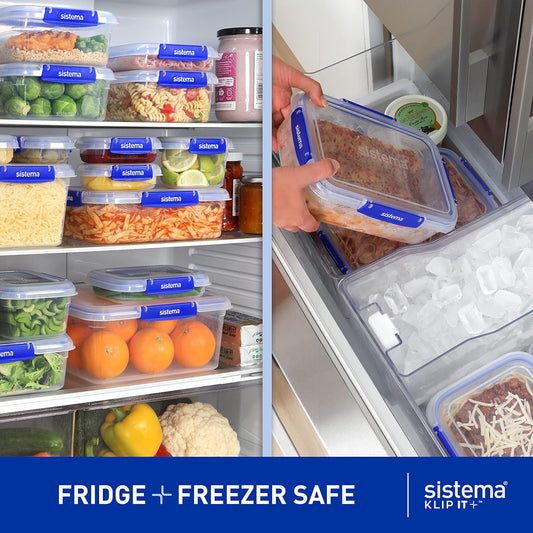 Sistema KLIP IT PLUS Food Storage Containers | 7.5 L Rectangle | Stackable & Airtight Fridge/Freezer Food Box with Lid | BPA-Free Plastic