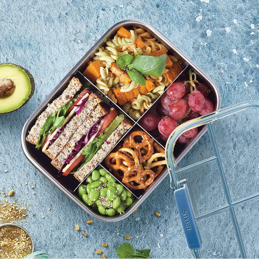 Smash Stainless Steel Bento Lunch Box, 5 Compartments, Blue, 1400ml (40040)